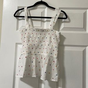 Brand New LOFT dotted smock peplum cami